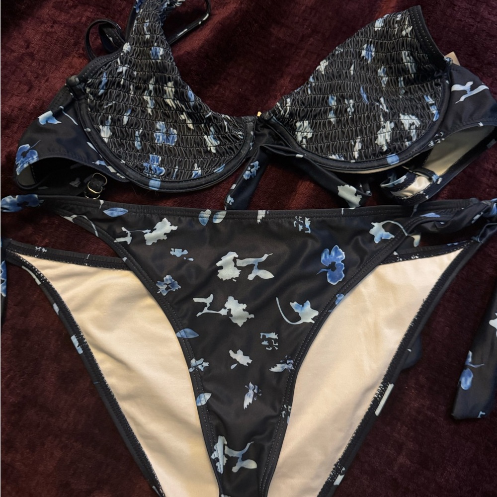 Floral Blue Shein Bikini Set